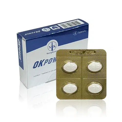 美好挺 OKPOWER 鋁箔包裝近拍，內含四錠藥品